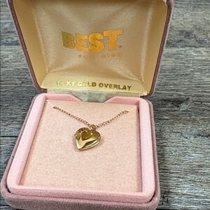 Vintage Heart Locket Necklace | 14K Gold Overlay | Classic Romantic Pendant